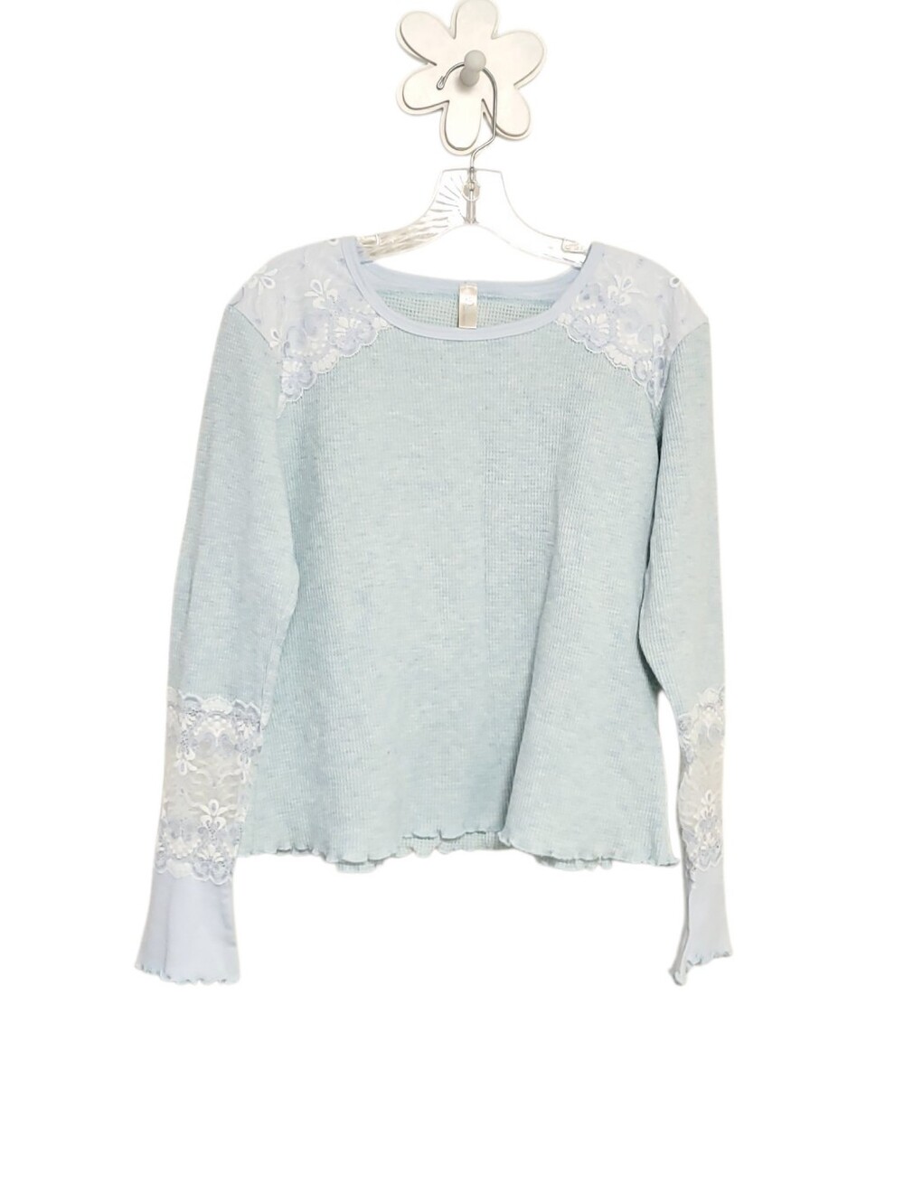 CLAIRE PETTIBONE Vintage Cottagecore Waffle Knit Lace Romantic Pajama Set XL - Picture 3 of 15